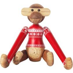 Kay Bojesen Monkey with Christmas Sweater Mini Brown/Red Dekorationsfigur 9.5cm