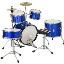 Aiyaplay AIYAPLAY Eleven-Piece Junior Drum Kit Set with Stool and Drumsticks Blue, Blue