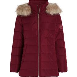 Tommy Hilfiger Faux Fur Hooded Down Jacket - Deep Rouge