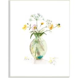 Stupell Industries Buttercups Daisies Green Vase Floral Still Life White Framed Art 10x15"