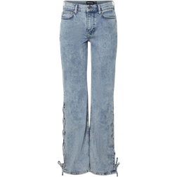 Pieces Fenda MW Straight Fit Jeans - Light Blue Denim