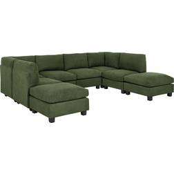 Wade Logan Upholstered Sectional Green Sofa 124" 6 5 Seater