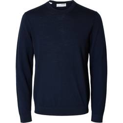 Selected Homme Tray LS Knit Merino Crew Neck - Blå