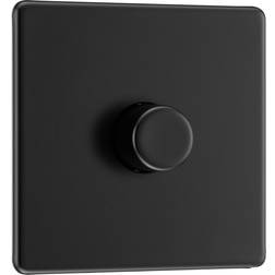 BG Electrical BG Screwless Flatplate Matt 200W Intelligent LED Dimmer Switch 1 Gang 2 Way in Black Plastic