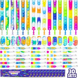 BONNYCO Pop It Bracelets and Keychains Kids Party Favors Pack 30 Goodie Bags Stuffers For Kids Fidget Toys Bulk, Birthday Party Favors for Kids Pinata Stuffers, Goody Bag Stuffers for Kids Pop Its