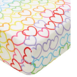 Catherine Lansfield Rainbow Hearts Cosy Fleece Fitted Sheet 90x190cm