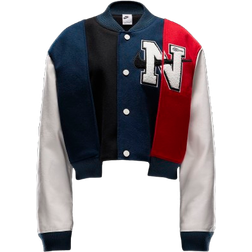 Nike Yoon Women's Oversized Varsity Jacket - Black/Armory Navy/Phantom/White