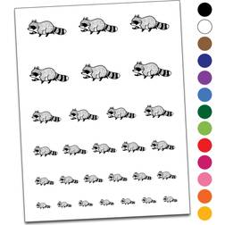 Sniggle Sloth Cute Chubby Raccoon Walking Water Resistant Temporary Tattoo Set Fake Body Art Collection Dark Blue