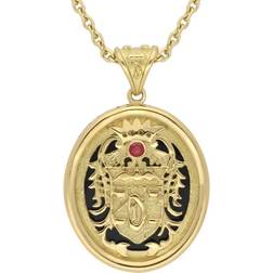 Whitby Jet Commemorative Dracula Necklace - Gold/Ruby/Black