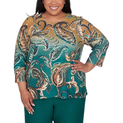 Alfred Dunner Women's Paisley Ombre Top Plus Size - Green/Multi