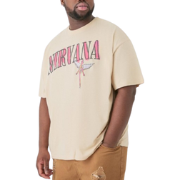 boohooMAN Nirvana Oversized License T-shirt Plus Size - Sand