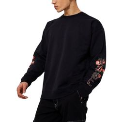 boohooMAN Oversized Dragon Floral Graphic Sweatshirt - Black