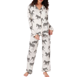 Chelsea Peers Maternity Zebra Print Long Pyjama Set White