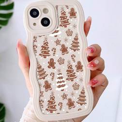 Shein Christmas Gingerbread Pattern Wave Shockproof Case for Apple iPhones