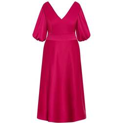 City Chic Lula Dress Plus Size - Lipstick Pink