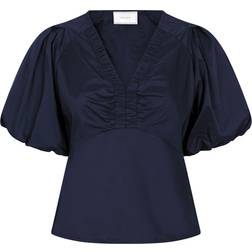 Neo Noir Irina Poplin Blouse - Navy