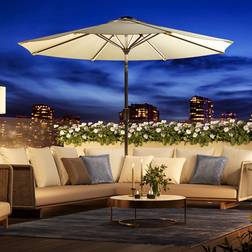 LivingAndHome Garden Parasol With LED Strips No Base - Beige - White