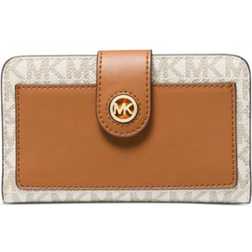 Michael Kors Charm Logo Tab Pocket Bifold Wallet - Vanilla/ac