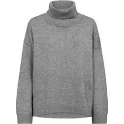 Co'Couture Co'Couture MajaCC Slit Roll Neck Striktrøje, Grey Melange
