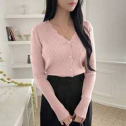 Shein Women's Casual Solid Color V-Neck Long Sleeve Cardigan Sweater, Autumn/Winter