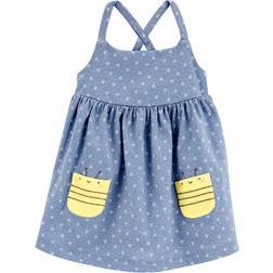 Carter's Baby Polka Dot Bee Sleeveless Dress - Blue/Yellow