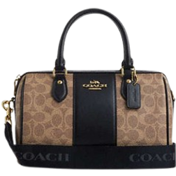 Coach Rowan Satchel Bag In Signature Canvas - Gold/Tan/Black