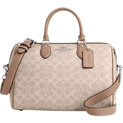 Coach Rowan Large Satchel Bag In Signature Canvas - Silver/Sand/Taupe