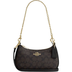 Coach Teri Mini Crossbody Bag In Signature Canvas - Gold/Walnut/Black