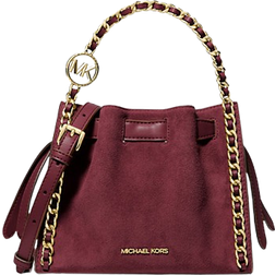 Michael Kors Mina Small Suede Logo Chain Crossbody Bag - Oxblood