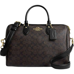 Coach Rowan Large Satchel Bag In Signature Canvas - Gold/Walnut/Black