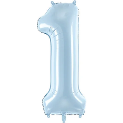 PartyDeco Number Balloons 1 Pastel Light Blue