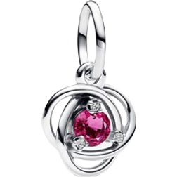 Pandora October Eternity Circle Dangle Charm - Silver/Pink/Transparent