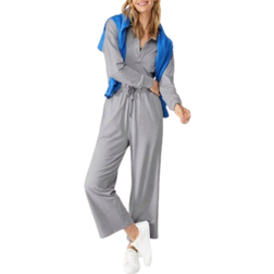 Shein GLOWMODE Cloudknit Relaxed Jumpsuit with Adjustable Drawstring Waist, Wide Leg, Collar and Side Pockets, Casual Everyday