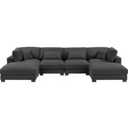 Wade Logan Andreco 6 Piece Corduroy Sectional Dark Gray Sofa 144" 6 Seater