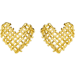 Orelia Statement Woven Heart Stud Earrings - Gold