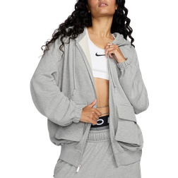 Nike Sportswear Women's Oversized Full Zip French Terry Hoodie - Dark Grey Heather/Smoke Grey