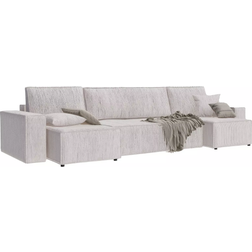 GreekPol Corner Paris U Corduroy Couch Beige Sofa 312cm 4 Seater