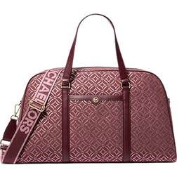 Michael Kors Jet Set Travel Extra Large Metallic Logo Jacquard Weekender Bag - Oxblood Mlti