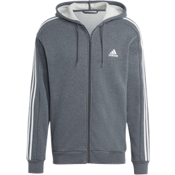 Adidas Essentials Fleece 3-Stripes Full-Zip Hoodie - Dark Grey Heather