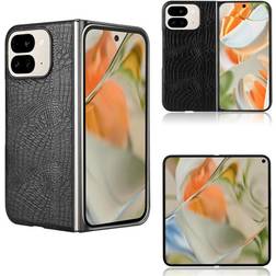 GANGXUN Black Stylish Classic Case for Google Pixel 9 Pro Fold Anti Scratch Compatibility Classic Alligator Fashion Protective Cover