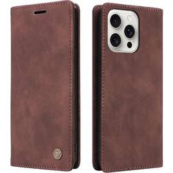 GANGXUN Brown Flip Case for iphone 16 Pro Max Simple Business Shockproof Leather Case Flip Cover Wallet
