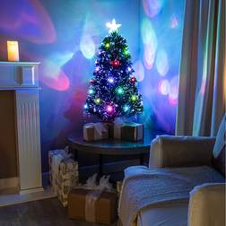 The Christmas Centre Fibre Optic Black Christmas Tree 90cm