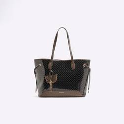 River Island Womens Black Embossed Ri Monogram Shopper Bag One Size