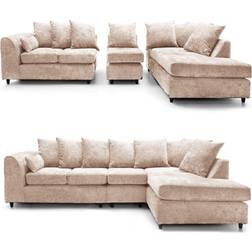 B&Q Monaco Chenille Fabric 5 Seater Corner Beige Right Hand Facing Sofa