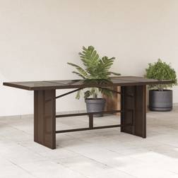 vidaXL Trädgårdsbord Med Glasskiva Brun 190x80x75 cm Konstrotting
