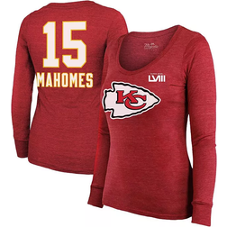 Majestic Threads Patrick Mahomes Red Kansas City Chiefs Super Bowl LVIII Scoop Name and Number Tri-Blend Long Sleeve T-shirt