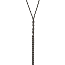 Jon Richard Jet Twist Lariat Necklace - Silver/Black