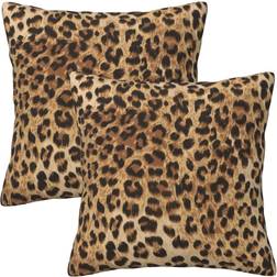 Tebjh Leopard Pillow 18 x 18 in Couch Pillow Case Sets of 2 Cushion Cover Black, Yellow (45.7x45.7cm)