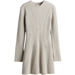 H&M Ribbed Knit Dress - Light Beige Mottled