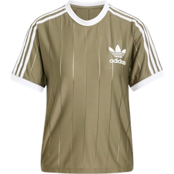 Adidas Women's Adicolor 3-Stripes Pinstripe Tee - Olive Strata